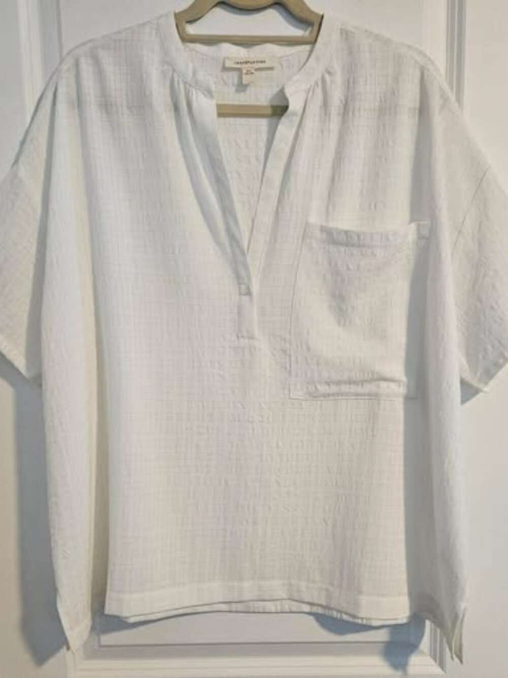 Grade & Gather White Textured Blouse Oversized Casual Top Size M/L Lightweight